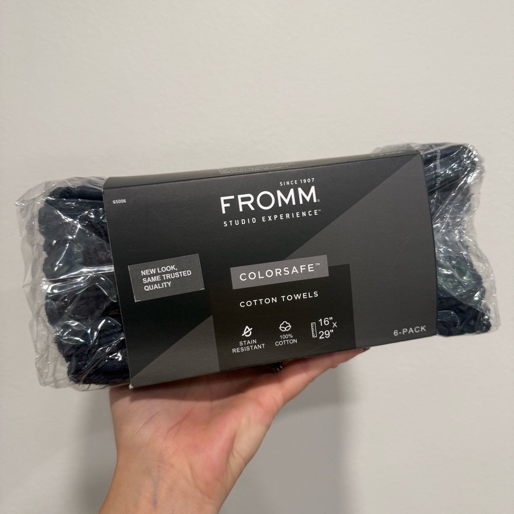Fromm ColorSafe Black 100% Cotton Towels 6 Pack - Picture 5 of 5